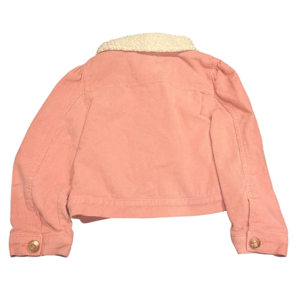 OshKosh Bgosh Girls Pink‎ Corduroy Jacket Sherpa Collar Floral Lining 4T